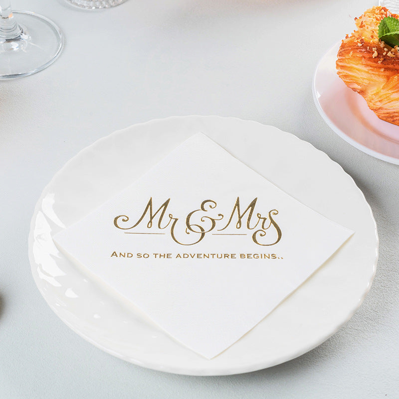 25x25 Wedding Cocktail Napkins Foil Imprinted Paper Napkins Hot Stamping Napkins HL50PN05